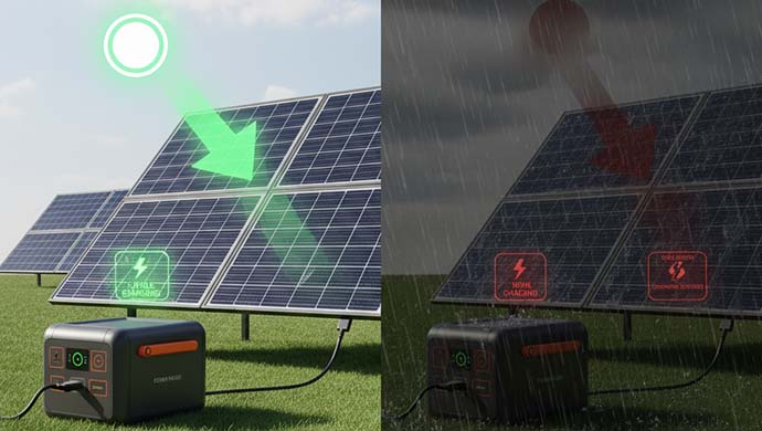 Dependence on weather for solar power generators diagram