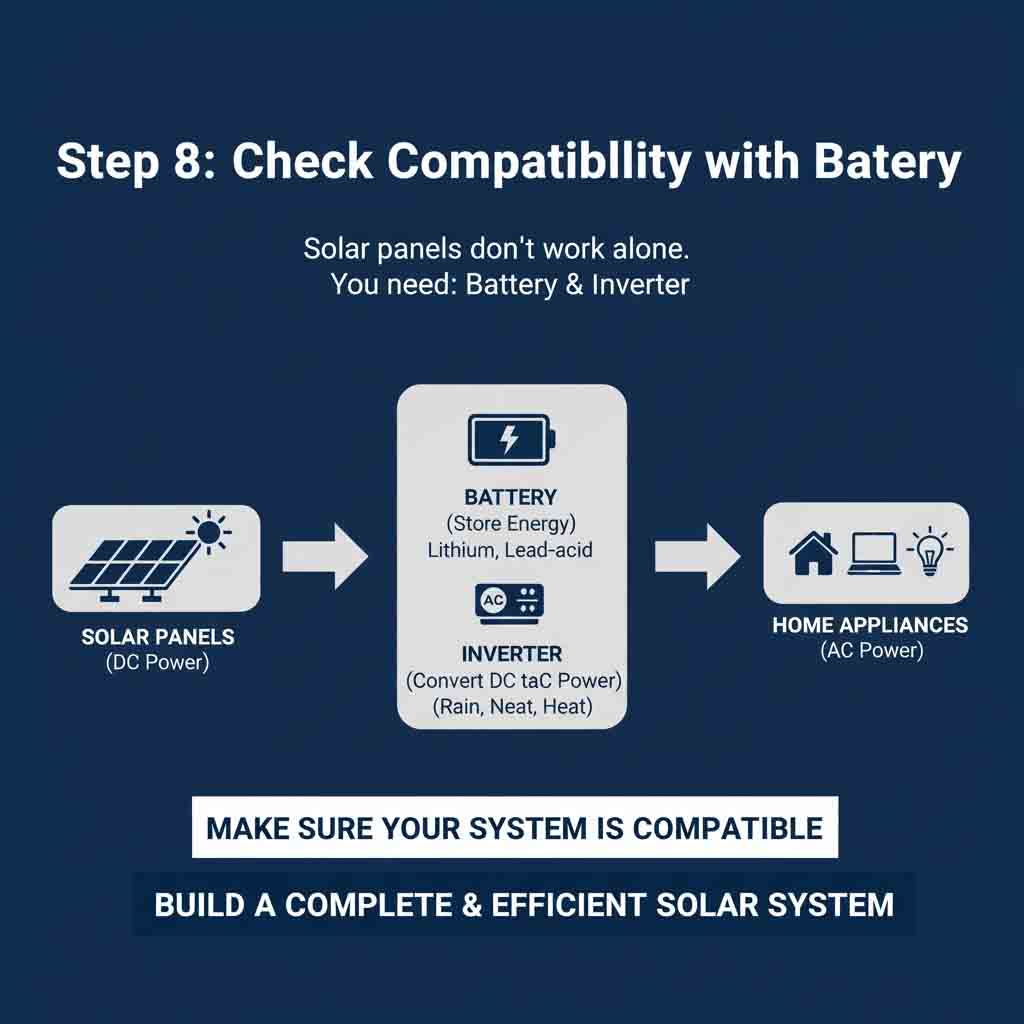Check compatibility with battery and inverter diagram
