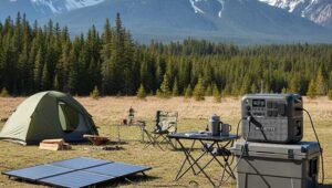 BLUETTI AC200L Portable Solar Generator connected to solar panels outdoors — 2025 off-grid power setup