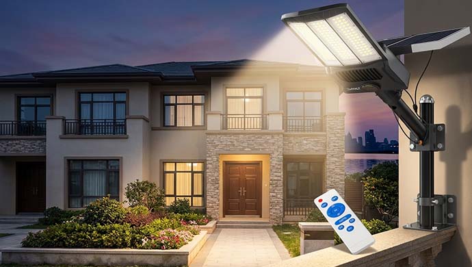 best solar lights that stay on all night, JAYNLT Y-12000W Solar Street Lights Outdoor,900000LM 6500K Bright Parking Lot Lights Commercial,Split Flood Lights Solar Powered,IP67 Waterproof Solar Security Lamps for Parking Lot,Stadium