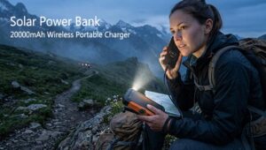 A traveler using kepswin 20000mah power bank, Kepswin Solar Power Bank 20000mAh Review